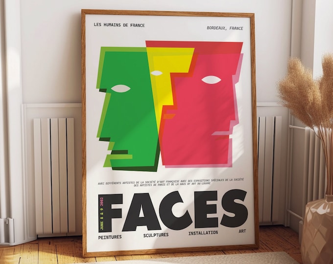 Faces 2022 Exhibition Poster - Elegant Modern Wall Art for Home and Office Decor - Bordeaux, France Human Portraits Art Reproduction Poster