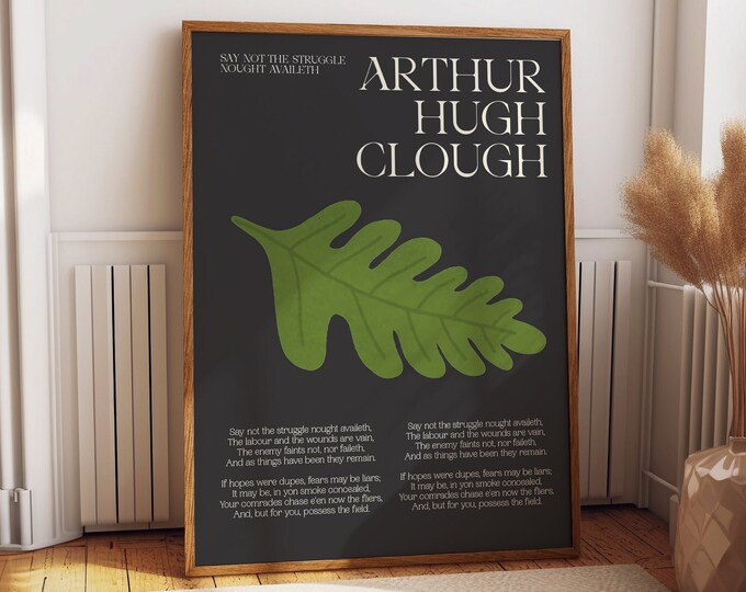 Motivational Quote Art Sayings by Arthur Hugh Clough - Unique Motivation Quote "Enduring Triumph Quote Art" Room Decor - Leaf Art Wall Decor