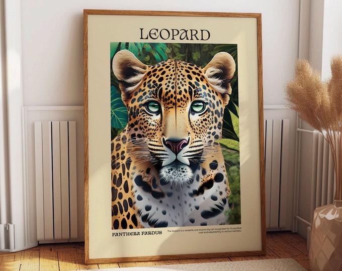 Leopard Wall Art Print - Animal Artwork Perfect for Home & Office - Striking Wildlife Decor for Him - Unique Gift for Wildlife Enthusiasts