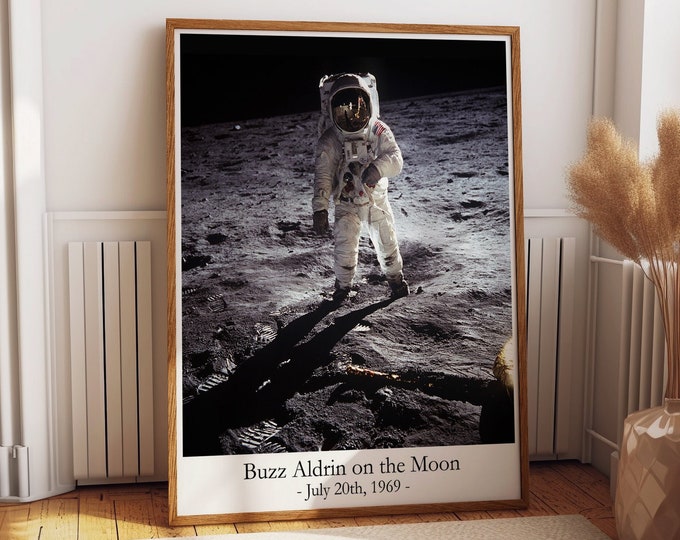 Astronaut Photo Buzz Aldrin on the Moon 1969 Moon Photo Print