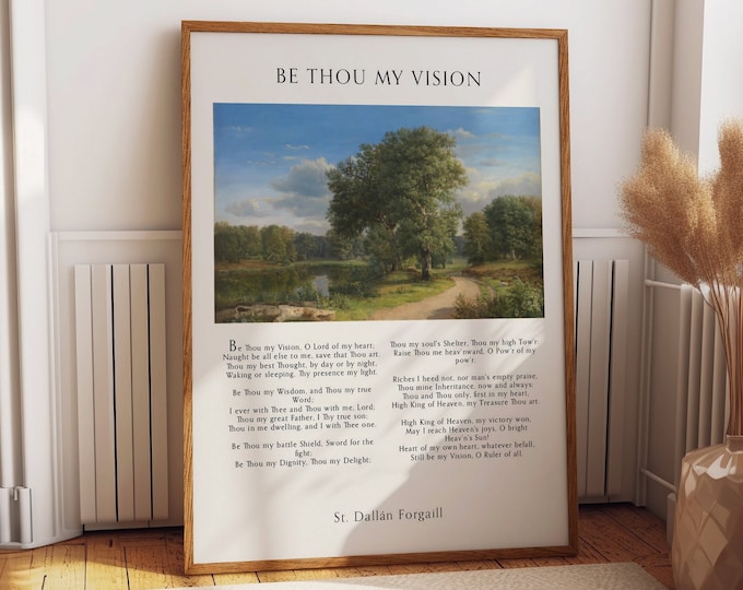 Be Thou My Vision Music Sheet Wall Poster - Nature Landscape and Musical Wall Decor - Serene Green Theme Home Decor and Office Wall Art