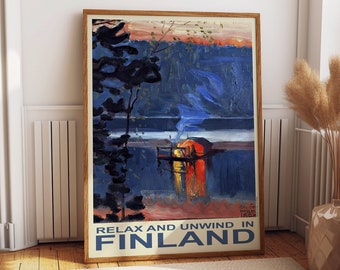Finland Travel Poster Enchanting Finland Travel Poster: Embrace the Nordic Spirit with Captivating Finland Wall Art - Scandinavian Decor