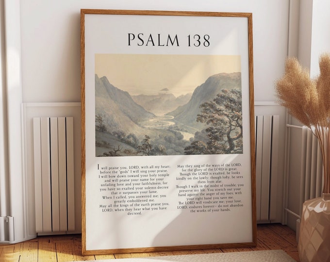 Psalm 138 Bible Verses Wall Decor - Soulful Sanctuary for Home, Bedroom, Kitchen & Living Room - Christian Inspirational Posters Ideal Gift