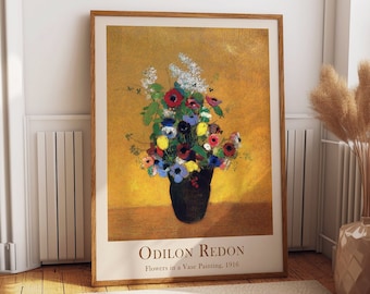 Flowers Painting by Odilon Redon Wall Art French Painting Modern Oil Painting Colorful Floral Print Ethereal Blooms Modern Wall Art for Home