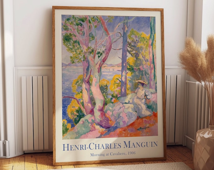 Vibrant Fauvism Painting "Morning at Cavaliere" by Henri Charles Manguin - Abstract Coastal Wall Art