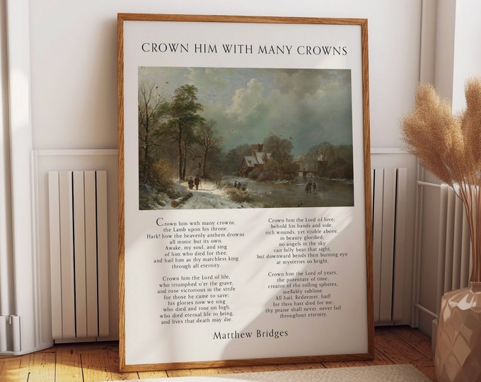 Crown Him With Many Crowns Music Sheet Poster - Harmony and Faith Inspired Home and Office Wall Decor - Melodious Music Poster