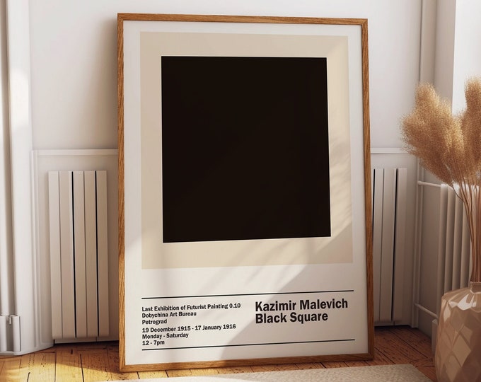 Kazimir Malevich Exhibition Black Square 1915 Russian Abstract Art - Minimalist Room Design for Home and Office Wall Decor