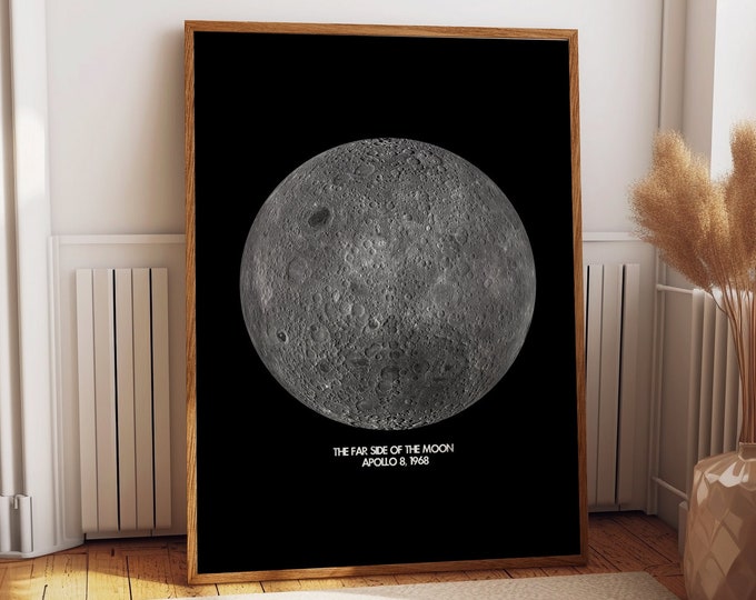 Moon Poster Moon Print Moon Wall Art The Far Side of the Moon Moon Phases Moon Decor Moon Art Lunar Poster Luna Poster