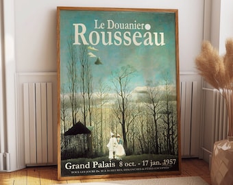 Henri Rousseau Exhibition Poster French Museum Exhibition Print 1957 - Classic Wall Decor for Living Room, Kitchen and Bedroom Walls