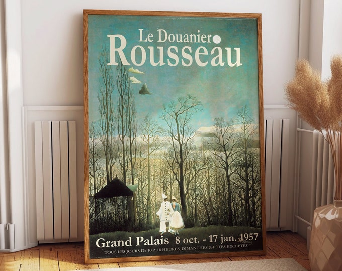 Henri Rousseau Exhibition Poster French Museum Exhibition Print 1957 - Classic Wall Decor for Living Room, Kitchen and Bedroom Walls