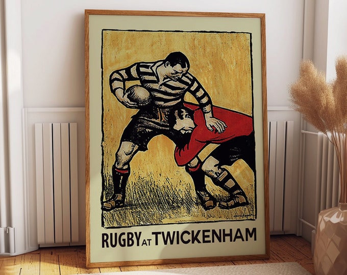 Vintage Twickenham Rugby Art Print: Timeless Sports Decor for London Fans Vintage Rugby Art Print Twickenham London Art Sport Decor