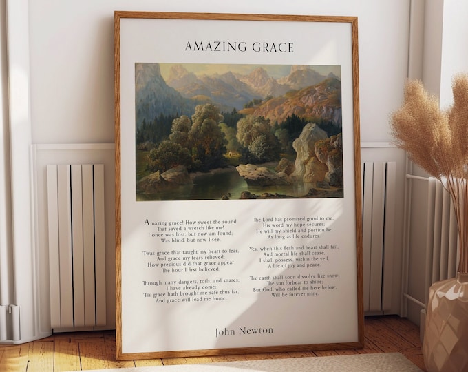Amazing Grace Music Sheet Poster - Country Style Wall Decor - Perfect Living Room, Kitchen and Bedroom Decor - Ideal Gifts in Posters