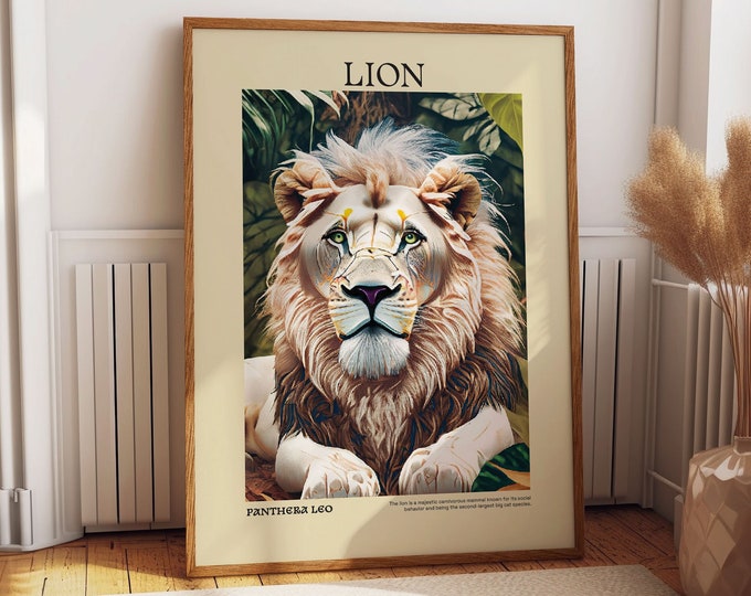 Majestic Lion in the Jungle Wall Poster - Striking Lion Wall Decor for Animal Enthusiasts - Office and Home Wall Art