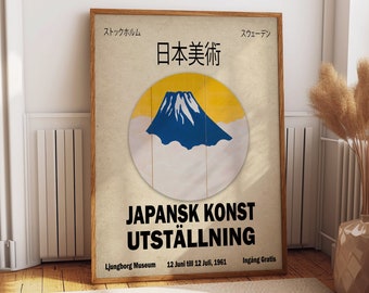 Japanese Art Exhibition Poster Swedish Art Gallery Print 1961