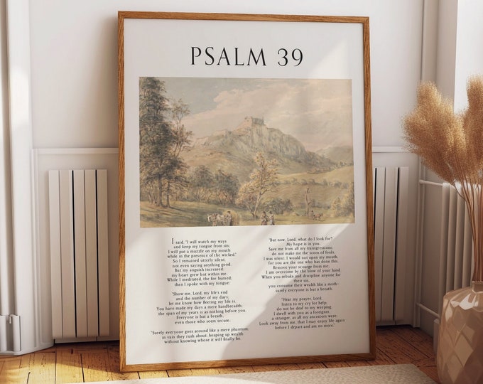 Psalm 39 Bible Verse Wall Art Poster -  Sacred Inspirational Prints for Home, Living Room and Bedroom Decor - Ideal Religious Wall Decor