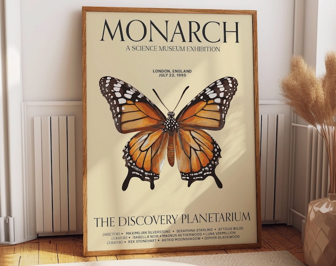 Classy Butterfly Wall Art for Home and Office Decor - Monarch Marvel: 1995 Science Museum Exhibition Wall Poster - Ideal Housewarming Gift