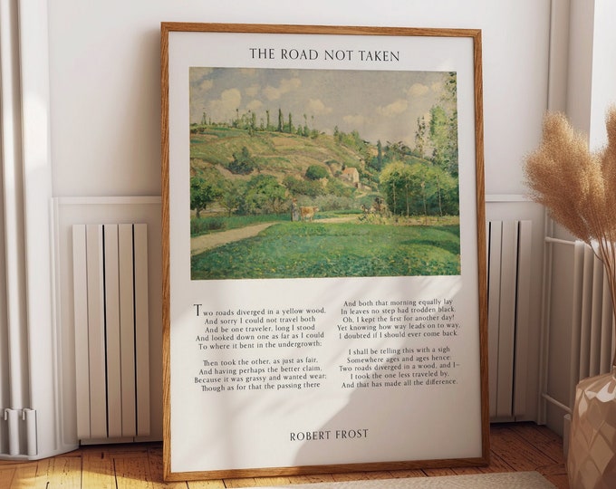 The Road Not Taken by Robert Frost Poem Poster – Inspirational Wall Art for Transformative Home and Office Space Decor