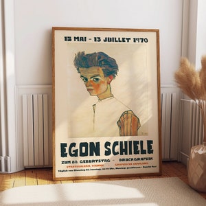 Egon Schiele Exhibition Poster 1970 Museum Poster - Classic Wall Decor for Home Gallery and Office Room Spaces