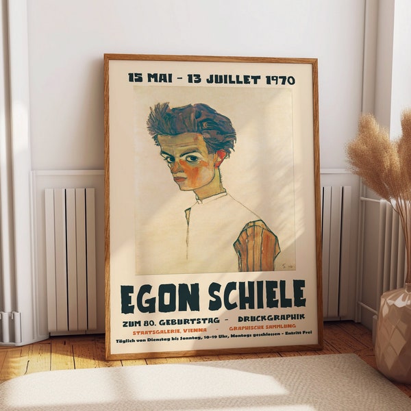 Affiche de l'exposition Egon Schiele, 1970, affiche du musée, décoration murale classique pour la maison, la galerie et le bureau