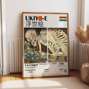 Japanese Exhibition Poster Ukiyo-e Skeleton by Utagawa Takiyasha Japanese Wall Art Anime Wall Decor Japan Posters Historic Cultural Wall Art