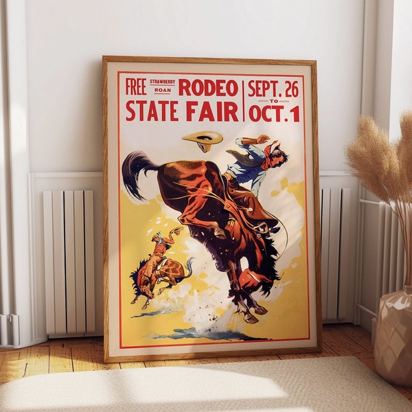 Rustic Charm: Vintage Rodeo Poster for Cowboy Wall Art and Western Decor Large Rodeo Poster Cowboy Wall Art Western Decor Print