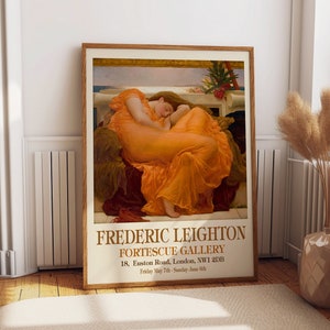 Orange Museum Exhibition Poster Frederick Leighton Painting - Classic Wall Art for Ladies Bedroom Wall Decor