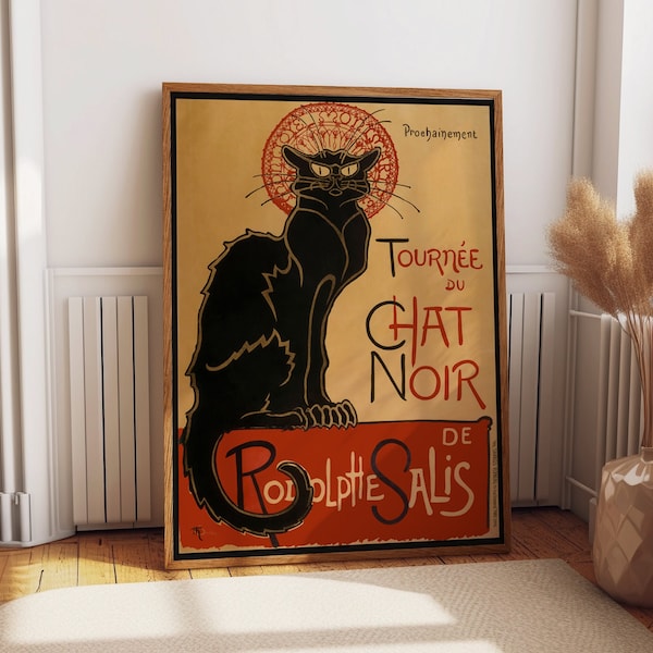 Le Chat Noir Poster by Théophile Alexandre Steinlen Black Cat Poster Iconic Graphic Design Poster French Art French Posters Living Room Art