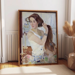 Russian Art Self Portrait by Zinaida Serebryakova 1909 - Chic Contemporary Wall Art for Ladies Bedroom Walls
