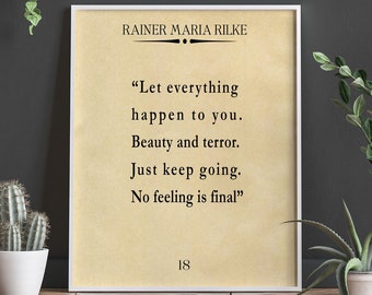 Minamalist Decor of Rainer Maria Rilke Quote & Inspirational Wall Art for Home Office Wall Decor / Quote Bedroom Wall Decor Reminder