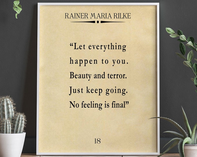 Minamalist Decor of Rainer Maria Rilke Quote & Inspirational Wall Art for Home Office Wall Decor / Quote Bedroom Wall Decor Reminder