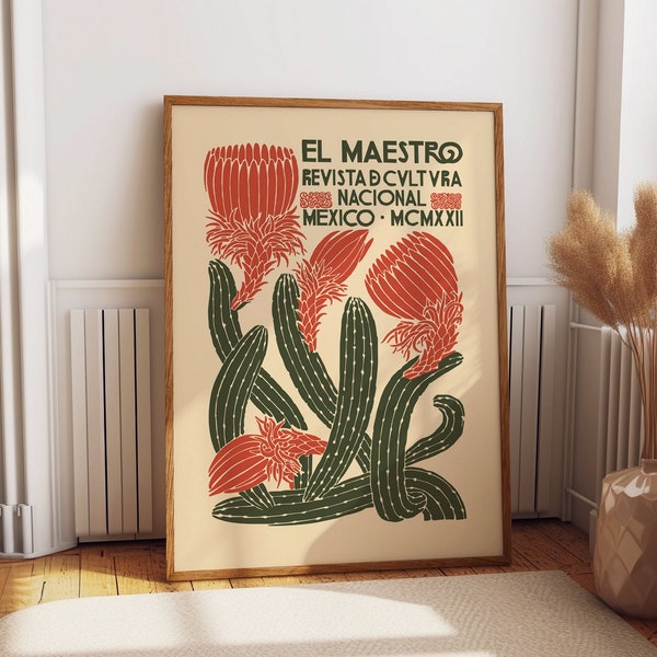 Élégance culturelle mexicaine vintage : El Maestro Mexico Revista 1922 Poster encadré pour décoration de maison et de bureau