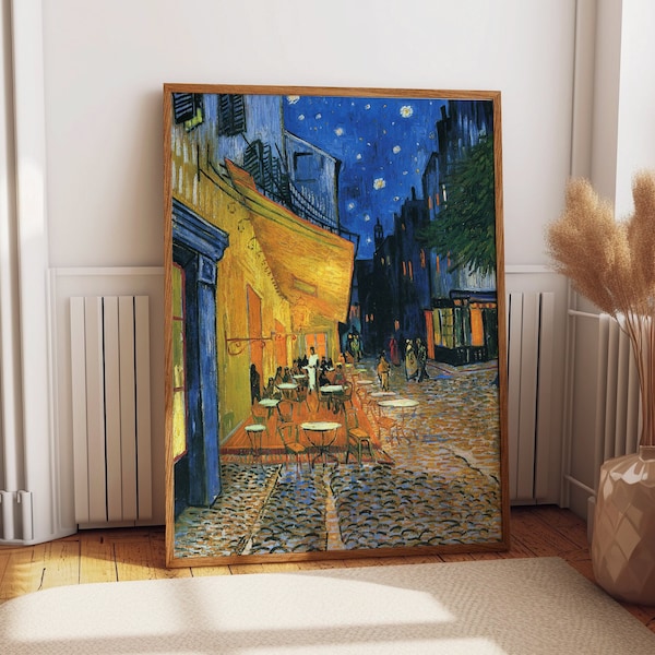 Van Gogh's Cafe Terrace, Arles 1888: Contemporary Framed Wall Art for Home and Office Decor - Unique Gift Idea