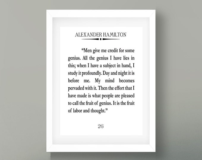 Hamilton Quote Alexander Hamilton Poster Political Poster