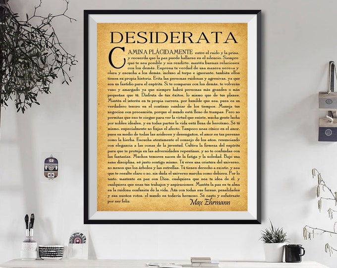 Desiderata Poema en Español Castellano Desiderata in Spanish Poema de Graduación Regalo para Estudiante de Max Erhmann 1927