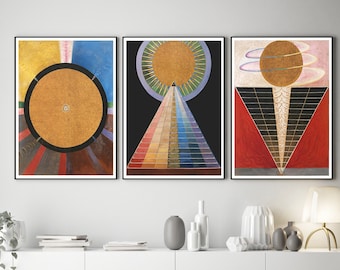 Hilma Af Klint Prints Set of 3 Abstract Geometric Prints Add a Touch of Boldness to Your Walls Set of Geometric Abstract Prints Bold Prints