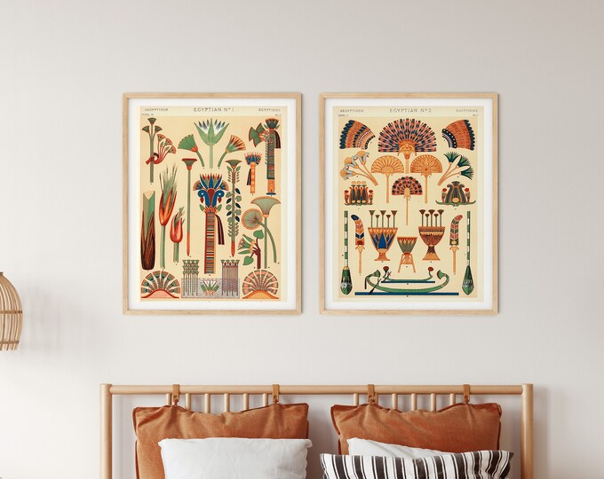 Egyptian Wall Art Set of 2 Egyptian Decor Egyptian Prints Graphic Illustrations Egypt Decor Egypt Wall Art African Art Graphic Design