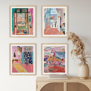 Matisse Gallery, lot de 4 affiches murales modernes Matisse à imprimé rose poudré