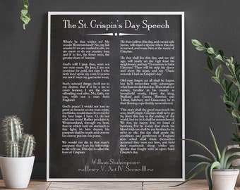 St Crispin's Day Speech by William Shakespeare - Etsy