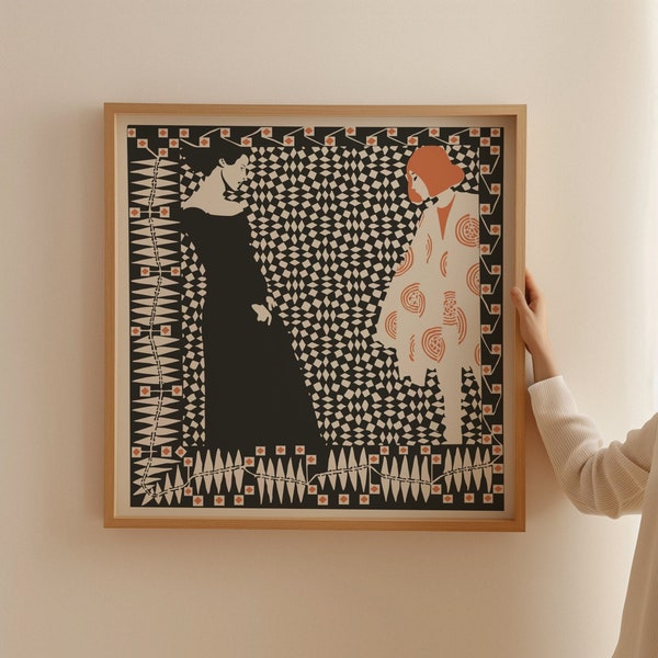 Póster cuadrado con estampado Art Nouveau de Kolomon Moser, Viena, 1903: arte mural de estilo retro para espacios elegantes en casa y oficina.