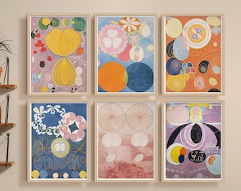 Hilma Af Klint Inspired Aesthetic Print Set of 6 Piece Wall Collage Kit Hilma Af Klint Aesthetic Print Modern and Colorful Wall Decor