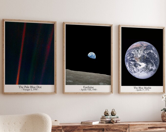 The Pale Blue Dot Earthrise The Blue Marble Photos Inspiring Space Wall Art
