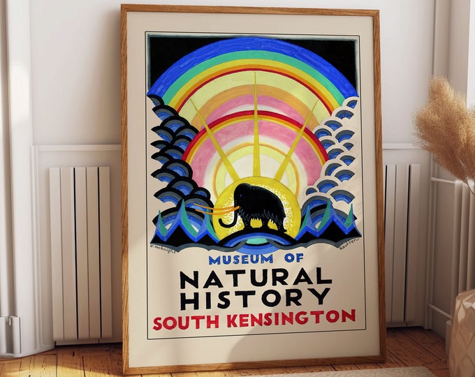 Vintage London Underground Poster: Explore the Iconic Kensington Natural History Museum in Style - Vintage London underground Art