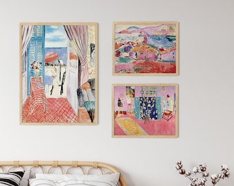 Matisse Print Gallery 3 Piece Art Set of Pink Aesthetic Wall Prints
