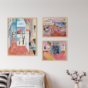 Matisse Print Gallery 3 Piece Art Set of Pink Aesthetic Wall Prints