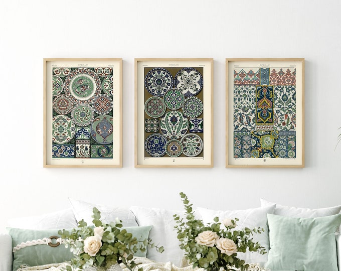 Modern Islamic Wall Art Set of 3, Geometric Islamic Posters, Islamic Prints for Room, Islamic Home Decor, Islamic Gift, Islamic Art Prints