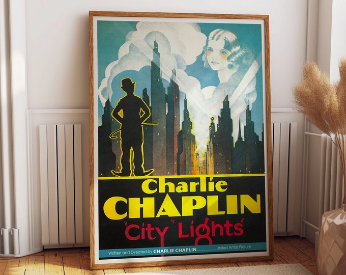 Charlie Chaplin Movie Poster Old Movie Poster City Lights 1931