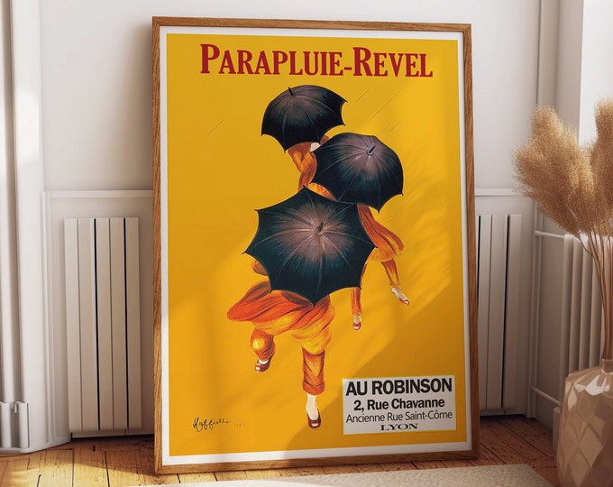 Parapluie Revel Poster 1922 by Leonetto Cappiello Vintage Art Decor for Aesthetic Room Ambiance Colorful Yellow Art Deco Era Poster
