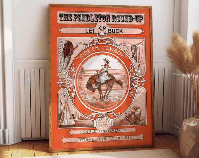 Cowgirl Poster Cowgirl Western Wall Art Rodeo Pendleton Poster Cowgirl Decor for Girls Western Themed Room Female Western Decor