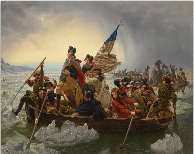 George Washington Wall Art Crossing The Delaware River 1851 by Emanuel Leutze Patriotic Wall Art Patriotic Decoration