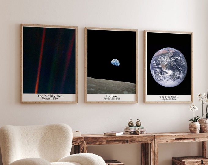 The Pale Blue Dot Earthrise The Blue Marble Photos Inspiring Space Wall Art